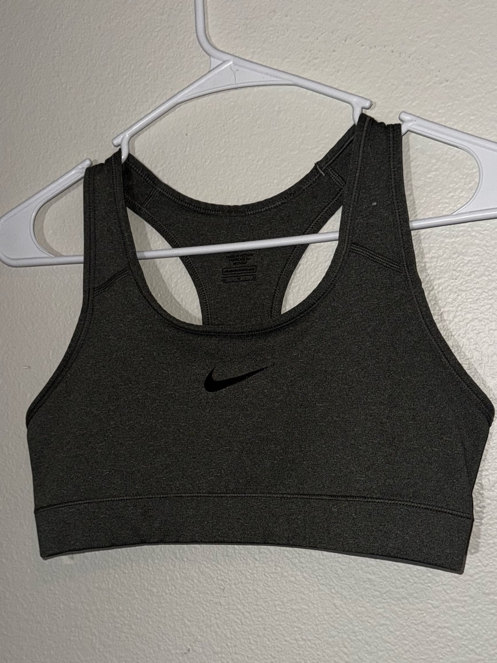 Nike Charcoal Gray Racerback Sports Bra with Swoosh